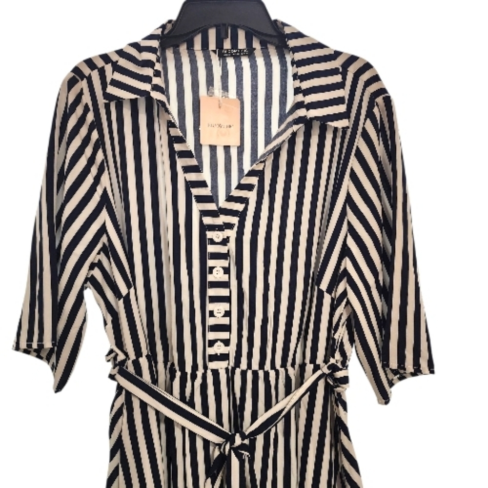 BloomChic Black and White Striped Midi Shirt Dress ,Size 18-20, NWT - Picture 3 of 8